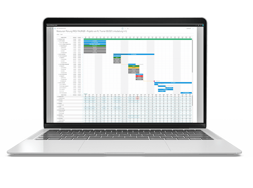 Laptop mit Ressourcenplanung Screen